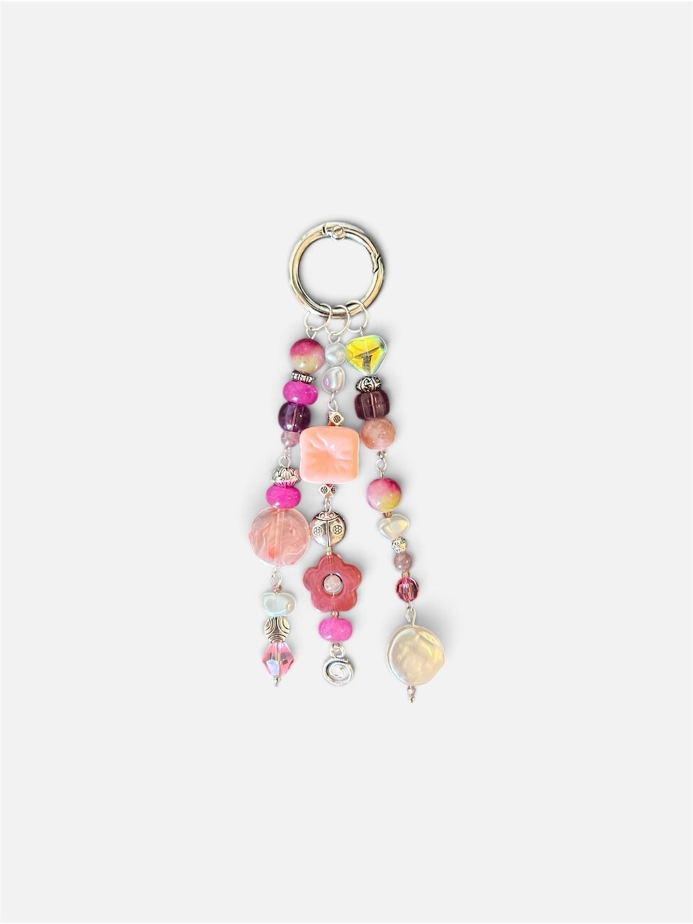 Pink & Purple Beaded Keyring Charm